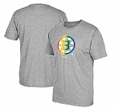 Men's Boston Bruins Gray Reebok Rainbow Pride Short Sleeve T-Shirt FengYun